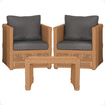 Mesa E 2 Poltronas Madri Corda Náutica Estofado 11 Trama Terra Cota