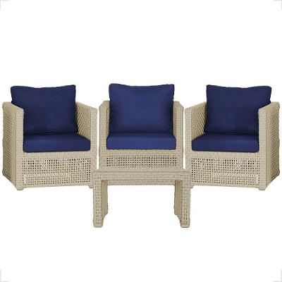 Mesa E 3 Poltronas Madri Corda Náutica Estofado 10 Trama Rami