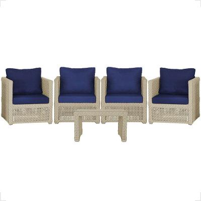 Mesa E 4 Poltronas Madri Corda Náutica Estofado 10 Trama Rami