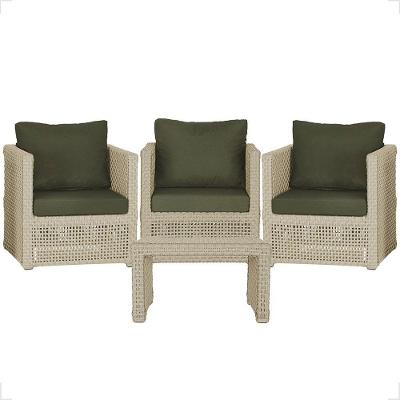 Mesa E 3 Poltronas Madri Corda Náutica Estofado 13 Trama Rami