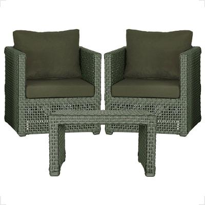 Mesa E 2 Poltronas Madri Corda Náutica Estofado 13 Trama Verde