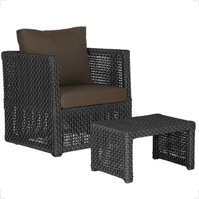 Mesa E 1 Poltrona Madri Corda Náutica Estofado 9 Trama Preto