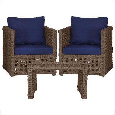 Mesa E 2 Poltronas Madri Corda Náutica Estofado 10 Trama Marrom