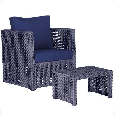 Mesa E 1 Poltrona Madri Corda Náutica Estofado 10 Trama Azul