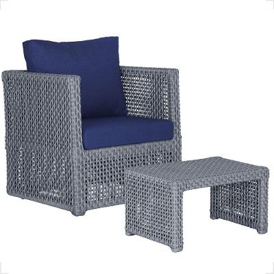 Mesa E 1 Poltrona Madri Corda Náutica Estofado 10 Trama Prata