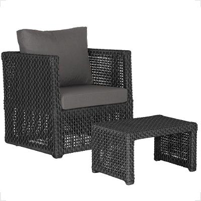 Mesa E 1 Poltrona Madri Corda Náutica Estofado 11 Trama Preto