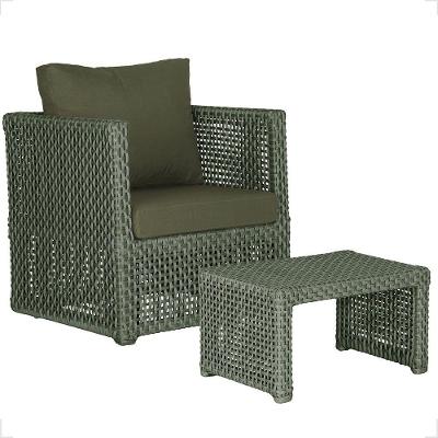 Mesa E 1 Poltrona Madri Corda Náutica Estofado 13 Trama Verde