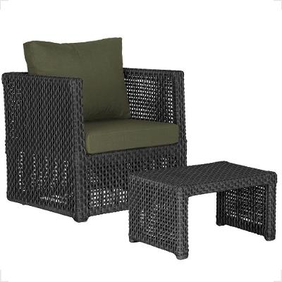 Mesa E 1 Poltrona Madri Corda Náutica Estofado 13 Trama Preto