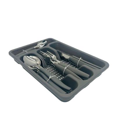 Jogo De Talhares 25 Peças Com Porta Talheres Cinza