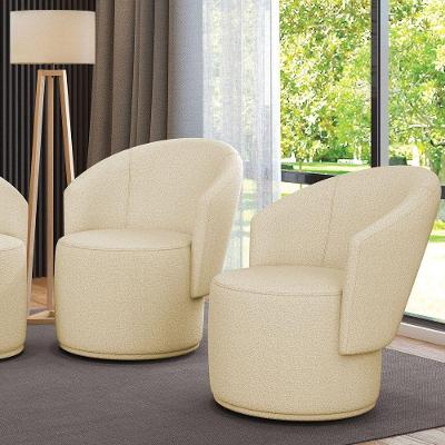 Poltrona Decorativa Orgânica Fixa Para Sala Kit 2 Malu Bouclê M11 - D'rossi Bege