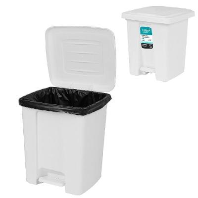 Lixeira Com Pedal 15 Litros Branco Para Cozinha, Banheiro, Lavanderia E Escritório