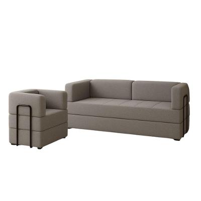 Kit Sofá E Poltrona Na Caixa Modular Jade Para A Sala Cinza