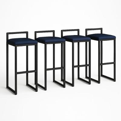 Kit 4 Banqueta Corino Balcão Industrial Cozinha Gourmet Bar Azul Marinho