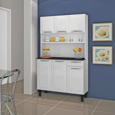 Kit de Cozinha Compacta Rose 6 Portas 1 Gaveta em Aço 105cm Branco