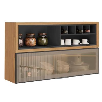 Armário Aéreo De Cozinha Itatiaia 1 Porta E Nicho Grafite New Porto