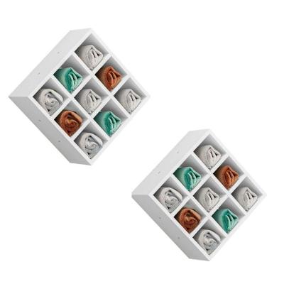 Kit 2 Nicho Decorativo Porta Toalha Com 9 Nichos Multiuso Glamour branco