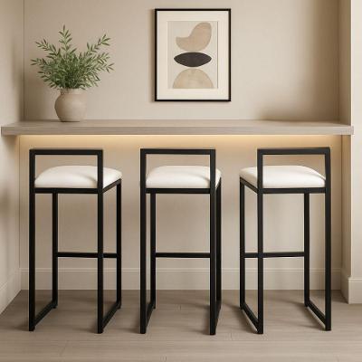 Kit 3 Banquetas Corino Ferro Cozinha Balcão Alta Bistro Branco
