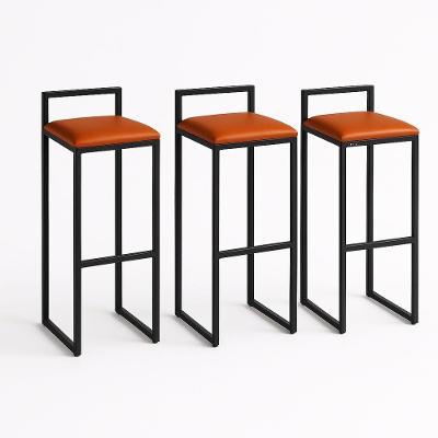 Kit 3 Banquetas Corino Ferro Cozinha Balcão Alta Bistro Caramelo