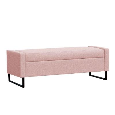 Recamier Bau Paris Base De Metal 1,40m Suede Rosa Bebe - Inova Decorações