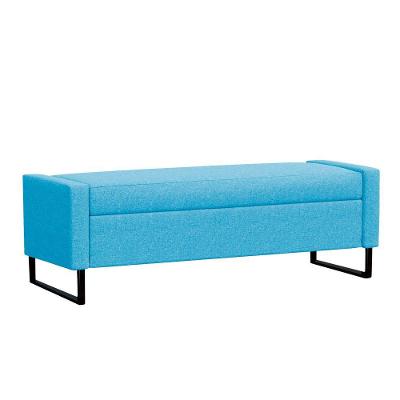 Recamier Bau Paris Base De Metal 1,40m Suede Azul Turquesa - Inova Decorações