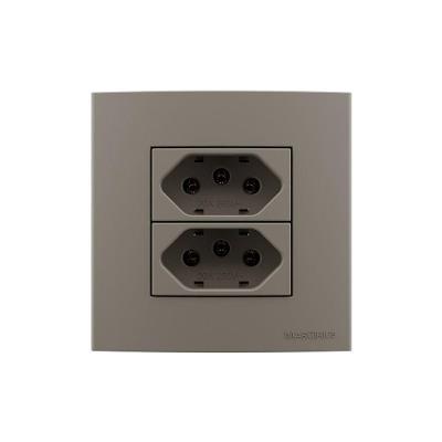 Placa Para Móveis 80x80 Com Tomada Dupla Margirius Sleek Colors 2p+t 20a Argila Argila
