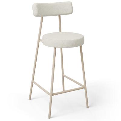 Banqueta Baixa Cozinha Sala Jantar Bancada Milão Arena L02 Linho Champagne - Lyam Decor