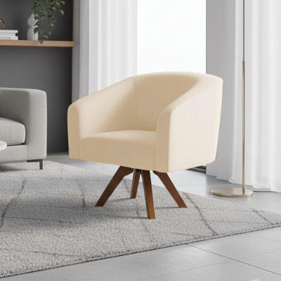 Poltrona Decorativa Stella D03 Giratória Couro Sintético Bege D'Rossi