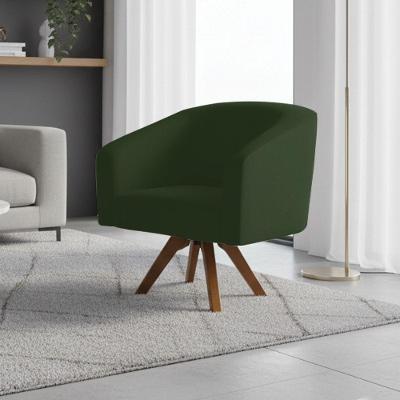 Poltrona Sala Decorativa Stella Base De Madeira Giratória Mm30 Sintético Pu D03 - D'rossi Cor Verde