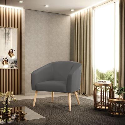 Poltrona Sala Decorativa Stella Pé Palito Natural Sintético Grafite D03 - D'rossi