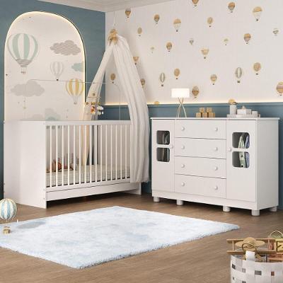 Berço 3 em 1 com Cômoda Mp4748 2 Portas 4 Gavetas Mdp Mdf 133cm Branco Multimóveis