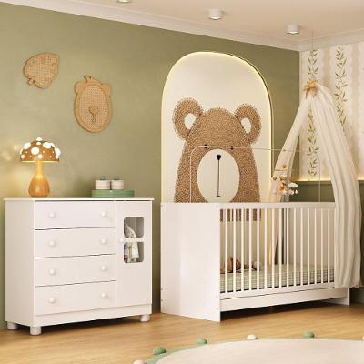 Berço Multifuncional 3 em 1 Mp4740 em Mdp para Colchão 130x60cm com Cômoda Branco
