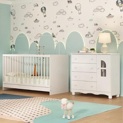 Berço 3 em 1 com Cômoda Aurora MP4762 1 Porta 4 Gavetas MDP MDF 133cm Branco Multimóveis