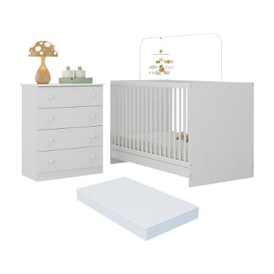 Berço Multifuncional 3 em 1 Mp4775 em Mdp com Colchão Incluso Branco