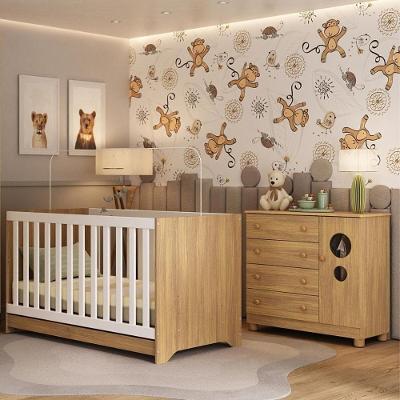 Berço Americano 3 Em 1 Com Cômoda 1 Porta 4 Gavetas Bombom Multimóveis MP4708 Madeirado