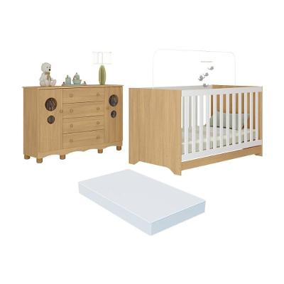 Berço Americano 3 em 1 Suspiro MP4722 com Cômoda 2 Portas 4 Gavetas MDP MDF 133 cm Branco