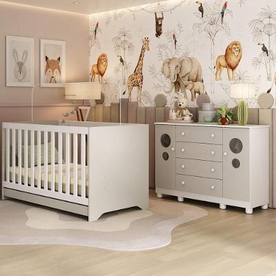 Berço Americano 3 Em 1 Com Cômoda 2 Portas 4 Gavetas Bombom Multimóveis MP4712 Branco-off White