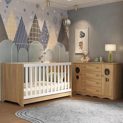 Berço Americano 3 Em 1 Com Cômoda 2 Portas 4 Gavetas Sonho Multimóveis MP4713 Madeirado