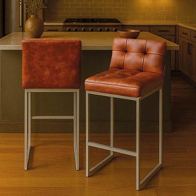 Banqueta Cozinha Alta Com Encosto Industrial Kit 2 Champanhe Lirina Pu C05 - D'rossi Nozes