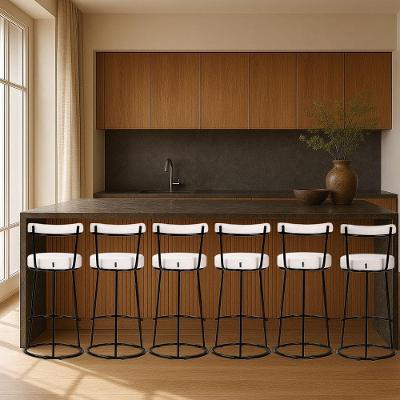 Banqueta Alta Cozinha 70cm Encosto Industrial Aço Kit 6 Ziria Pu S02 - D'rossi Off White