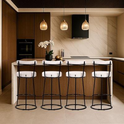 Banqueta Alta Cozinha 70cm Encosto Industrial Aço Kit 4 Ziria Pu S02 - D'rossi Off White