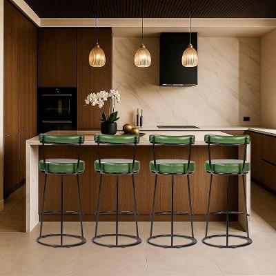 Banqueta Alta Cozinha 70cm Encosto Industrial Aço Kit 4 Ziria Pu S02 - D'rossi Verde