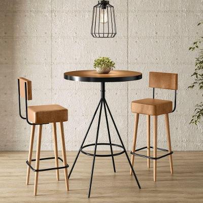 Mesa Bistrô Alta Dhalia E 2 Banquetas 70cm Barcelona Pu S02 - D'rossi Caramelo