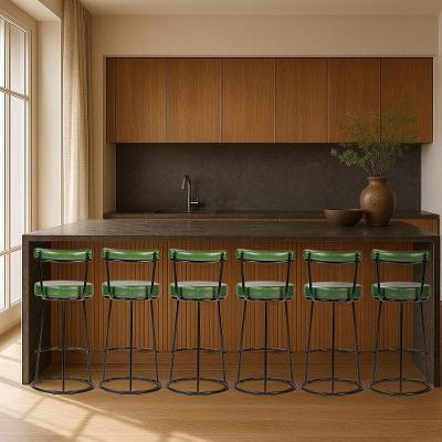 Banqueta Alta Cozinha 70cm Encosto Industrial Aço Kit 6 Ziria Pu S02 - D'rossi Verde