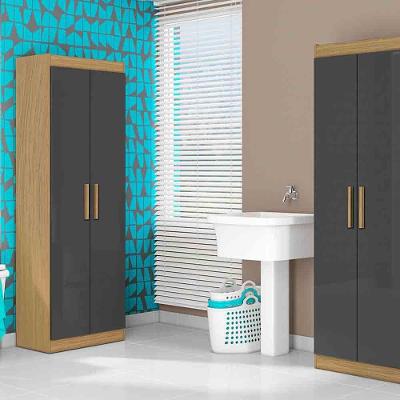 Armário Multiuso 183cm Lavanderia 4 Prateleiras Rita A09 - D'rossi Atacama E Grafite