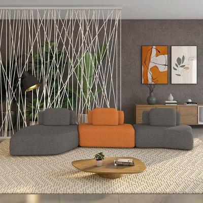 Sofá 3 Lugares Orgânico Com Chaise E 2 Módulos Berlim Bouclê Gf K01 - D'rossi Grafite-caramelo