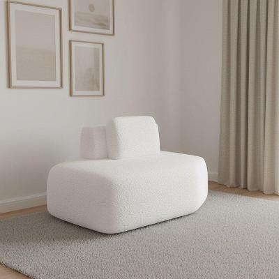 Sofá Módulo Chaise 165cm Orgânico Sala Berlim Bouclê K01 - D'rossi Off White