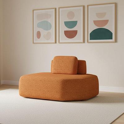 Sofá Módulo Chaise 165cm Orgânico Sala Berlim Bouclê K01 - D'rossi Caramelo