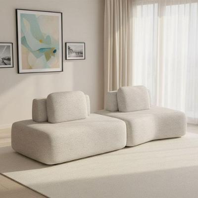 Sofá 2 Lugares Orgânico Com Módulo Central E 1 Canto Berlim Bouclê Cr K01 - D'rossi Cinza Claro