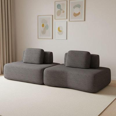 Sofá 2 Lugares Orgânico Com Módulo Central E 1 Canto Berlim Bouclê Cr K01 - D'rossi Grafite