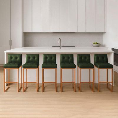 Banqueta Cozinha Alta Com Encosto Industrial Kit 6 Bronze Lirina Pu C05 - D'rossi Cor Verde